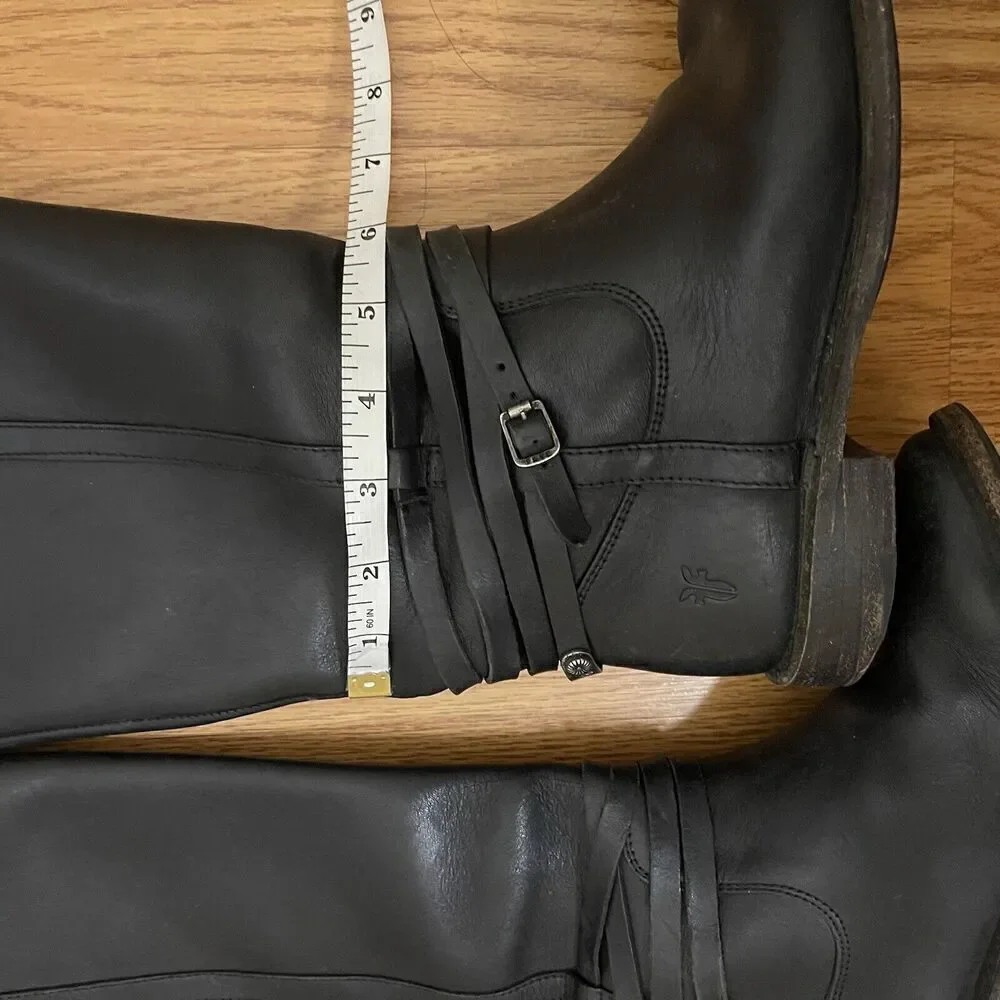 FRYE Leather Black Knee high Riding Western country boots US 7 -77754 4003